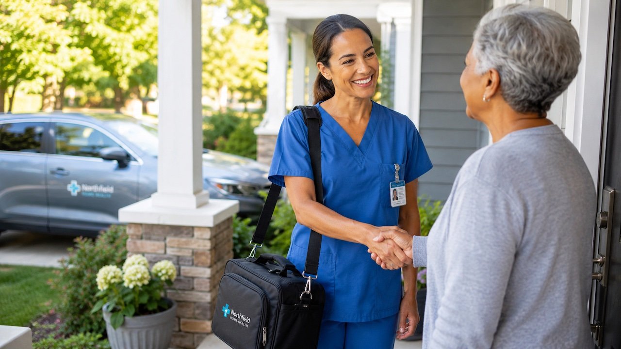 nurse visiting client